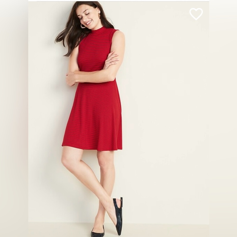 Old Navy red and black striped knit holiday Dress